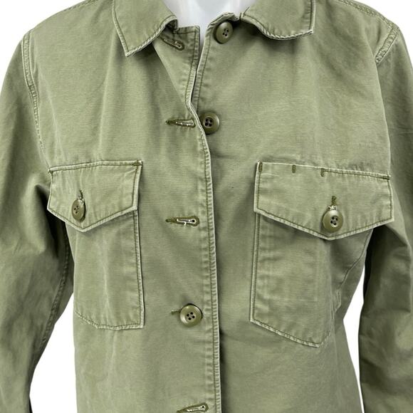 Levi's Women's Army Green Button Down Long Sleeve Pockets Shirt Jacket Top Sz S - Picture 3 of 5
